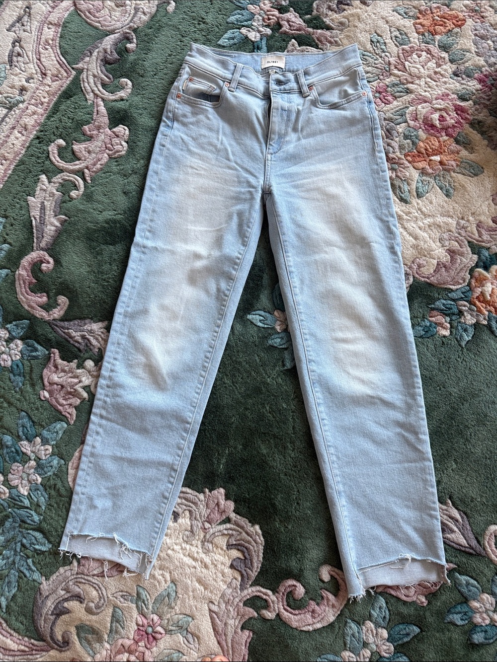 DL1961 Light Blue Cropped Straight Jeans